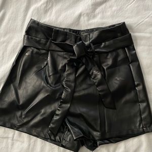 Faux leather high waisted shorts
